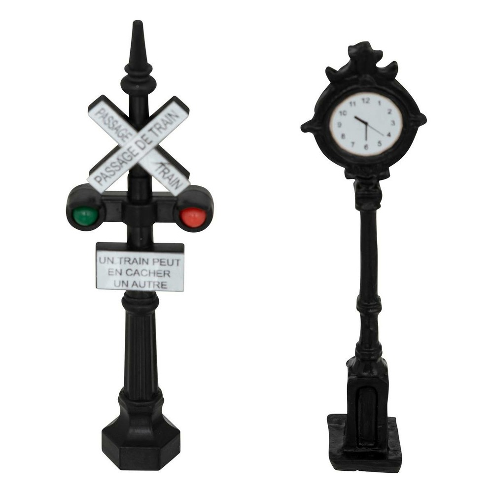 Lot de 2 accessoire village signalisation h.9cm