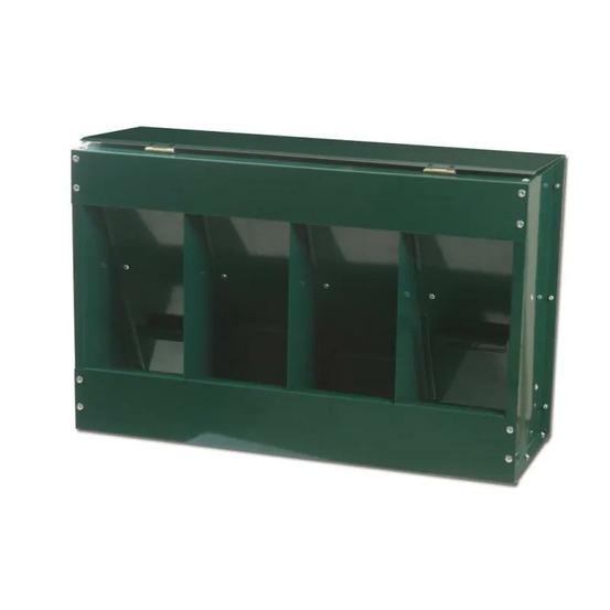 Mangeoire 20 kg 4 compartiments thermolaqué vert 46 x 17 x 40 cm