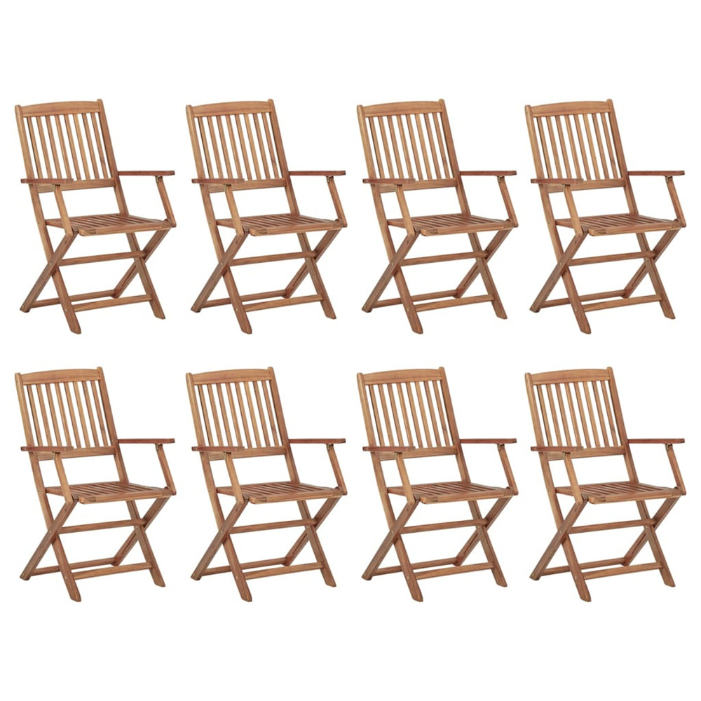 Chaises pliables d'extérieur lot de 8 bois d'acacia solide
