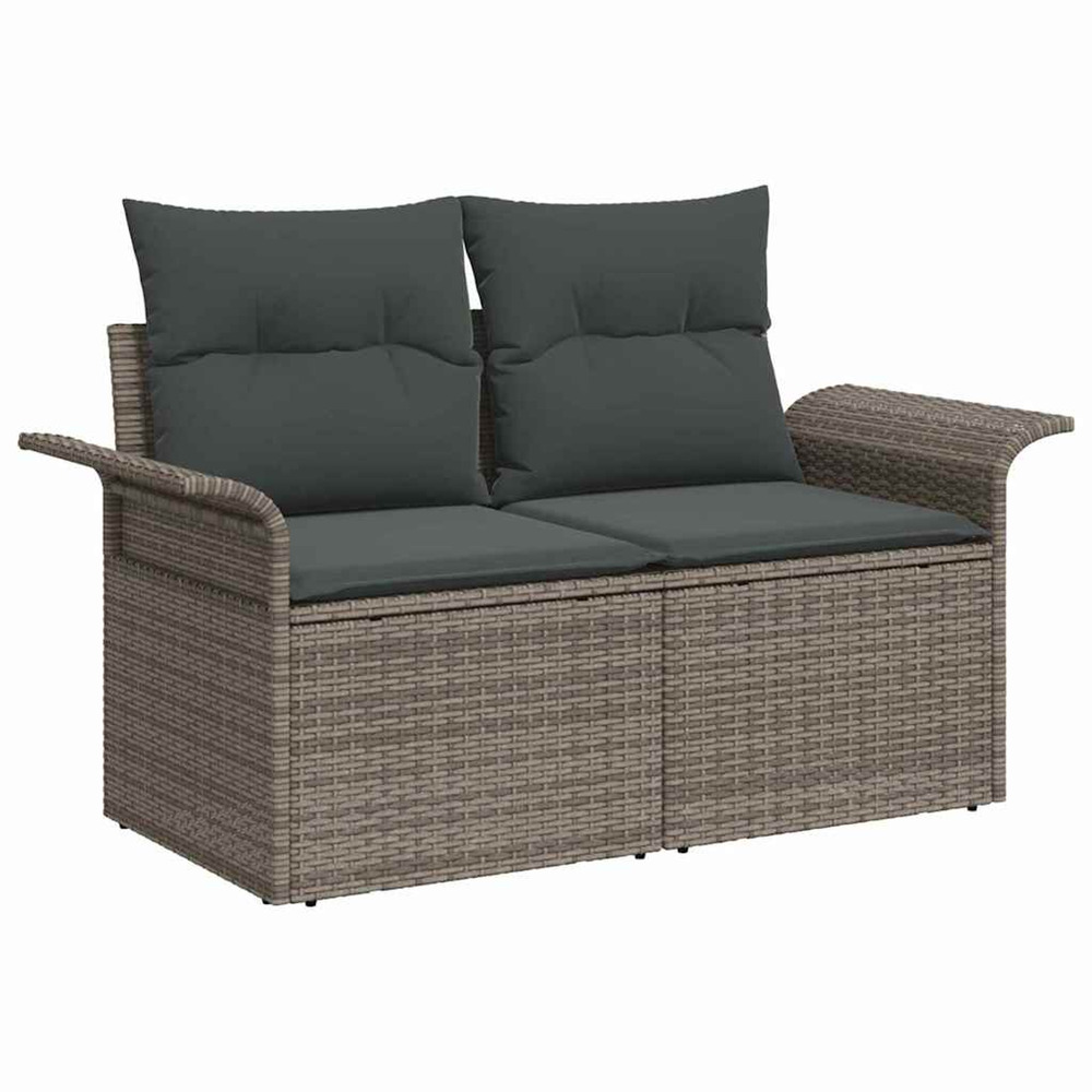 Ensemble de canapé de jardin avec coussin 6 pcs gris poly rotin