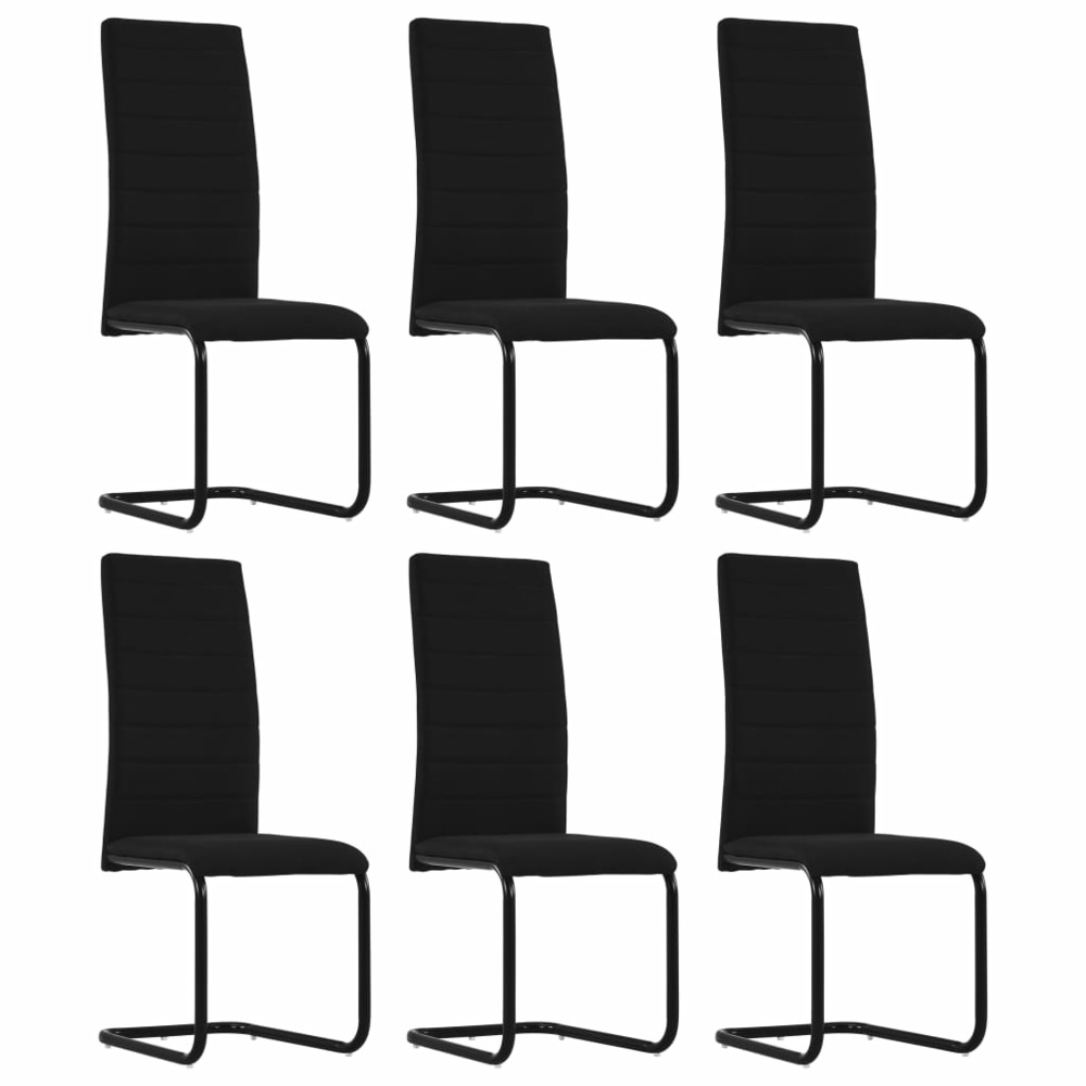 Chaises de salle à manger cantilever 6 pcs noir tissu