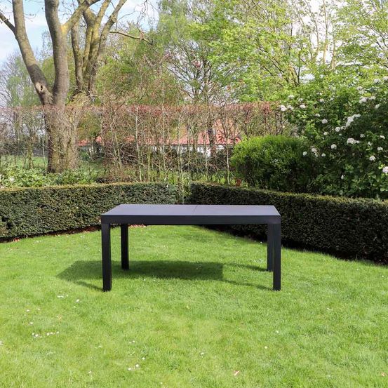Table de jardin aluminium noir extensible 6/10p hpl