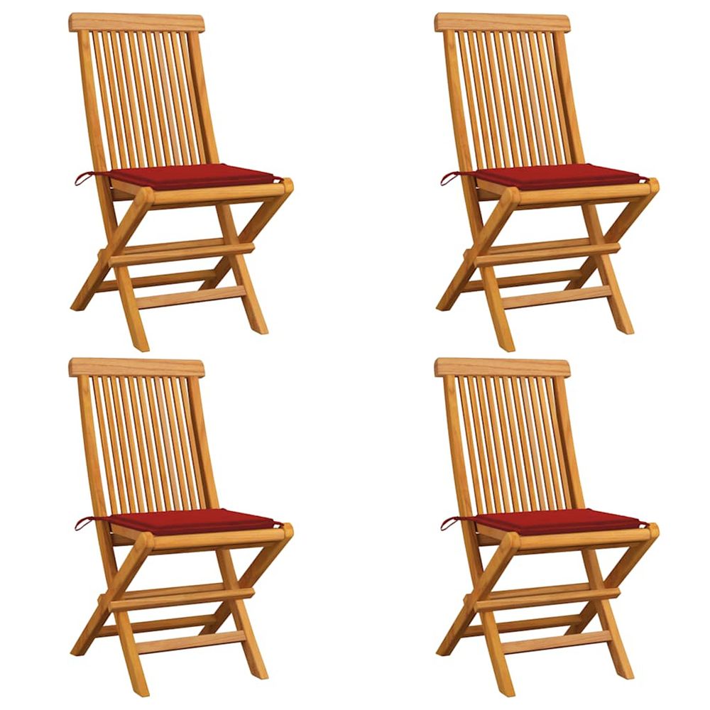 Chaises de jardin avec coussins rouge