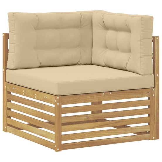 Canapé d'angle extérieur bois d'acacia massif blanc