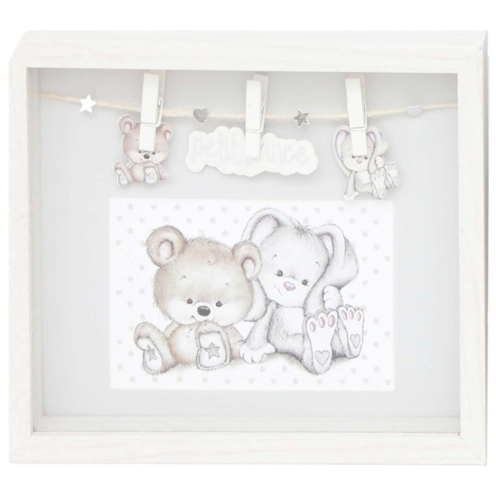 Cadre blanc en bois bébé pour photo 10 x 15 cm petit prince