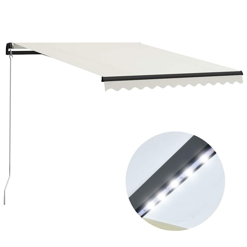 Auvent manuel rétractable avec led 300x250 cm crème