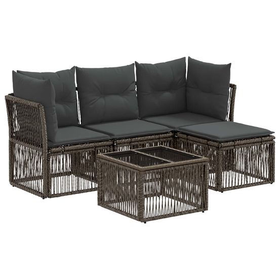 Ensemble de canapé de jardin 5 pc gris polyrotin