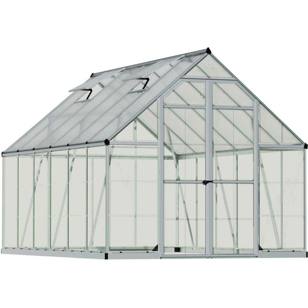 Serre de jardin en aluminium argent et polycarbonate balance 9m²