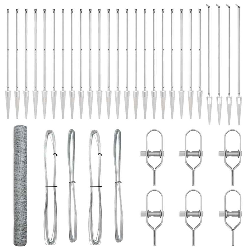 Poteau de clôture. Argenté 50 x 1,4 m (maillage de 36 mm) acier