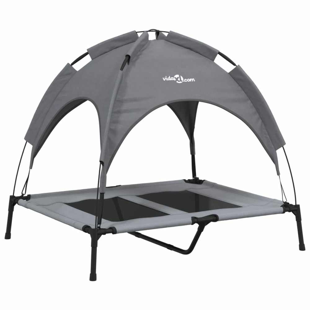 Lit pour chien avec auvent anthracite tissu oxford et acier