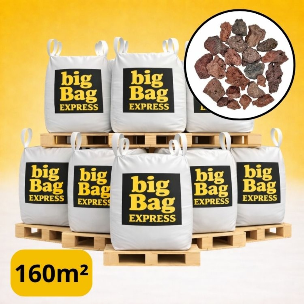 Pack 8 x big bag de 1m3 (+/- 160m²) gravier pouzzolane rouge / noir 15/25 mm - livraison standard