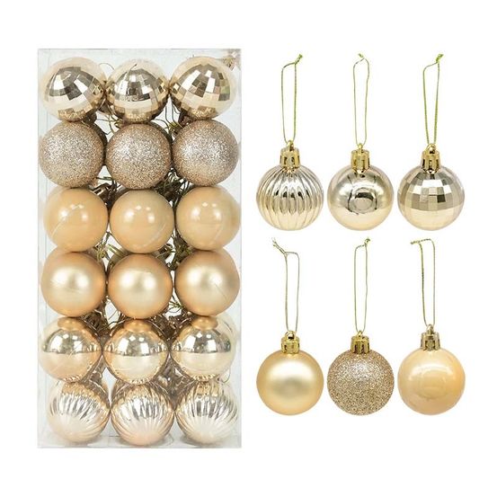 Lot de 36 boules de noël - or 4 cm
