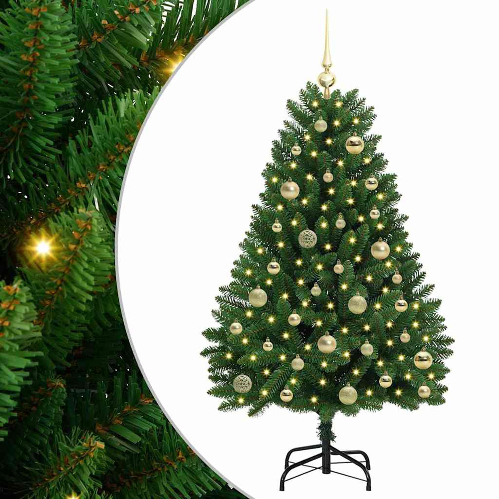 Sapin de noël artificiel avec 150 led vert 120 cm pvc et métal