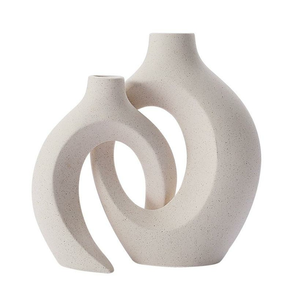 2 vases en céramique crème boho