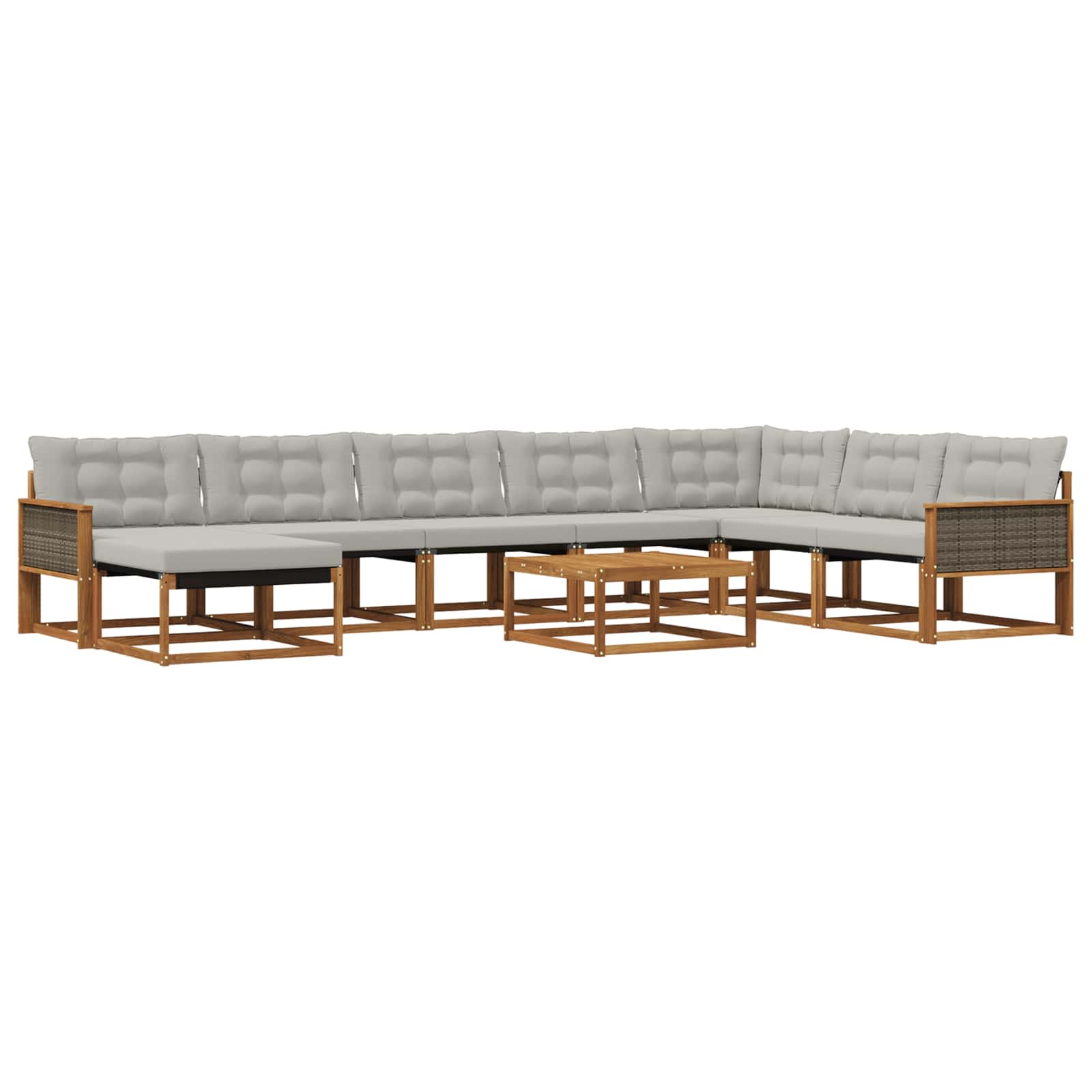 Ensemble de canapés d'extérieur 9 pcs naturel et gris clair