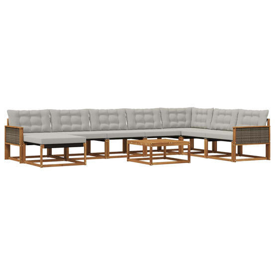 Ensemble de canapés d'extérieur 9 pcs naturel et gris clair