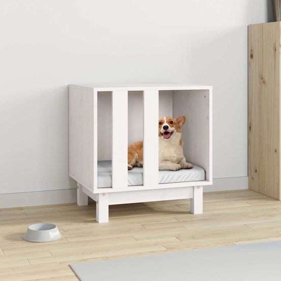 Niche pour chien bois massif intérieur design moderne blanc 50x40x52 cm