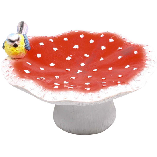 Mangeoire champignon avec oiseau en résine 25 x 24 x 15 cm