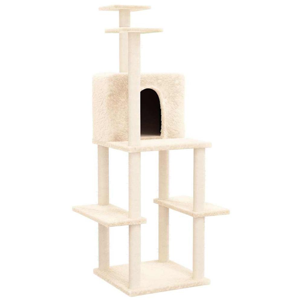 Arbre à chat avec griffoirs en sisal crème 144,5 cm
