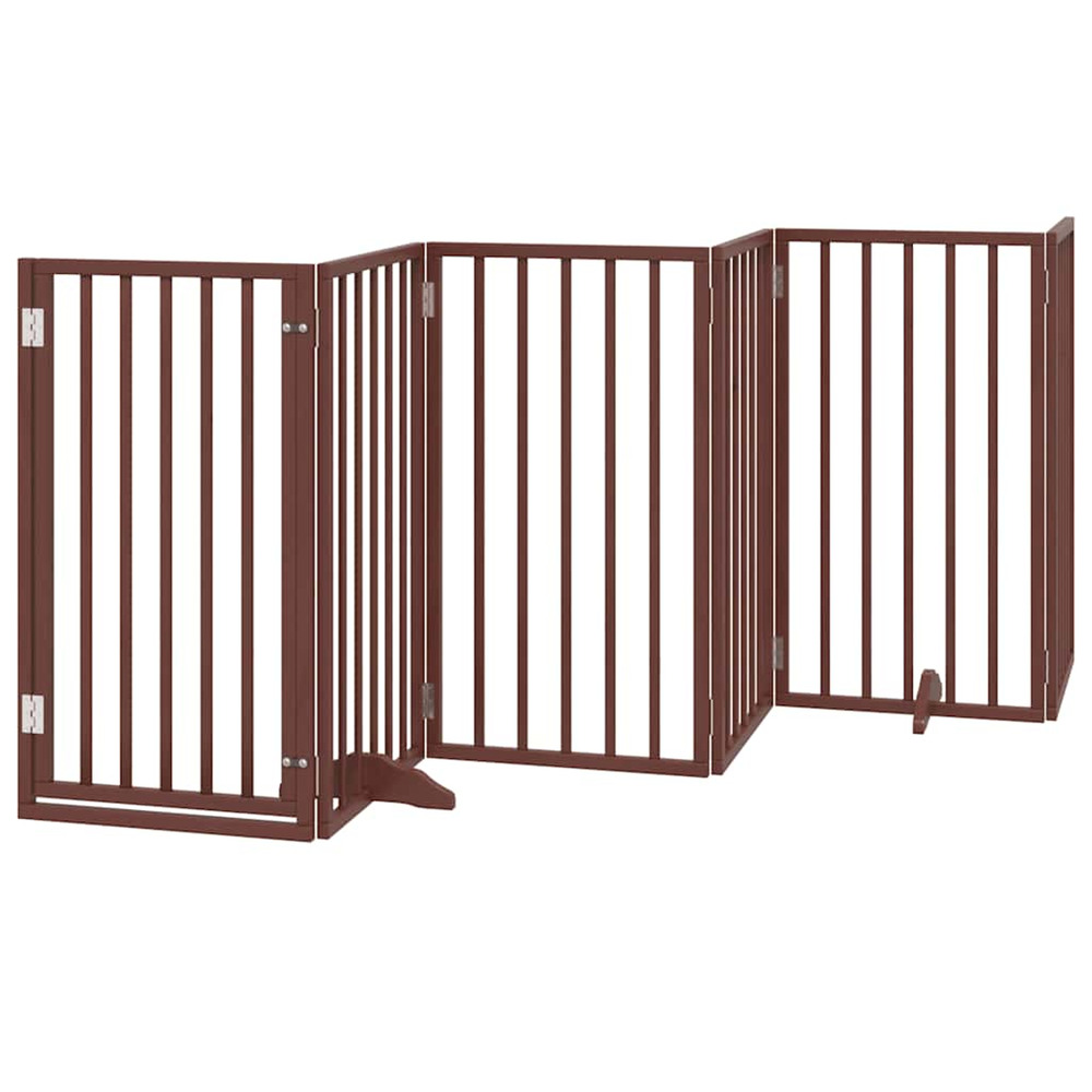 Porte pour chien pliable à 6 panneaux, marron, 300 cm, bois de peuplier