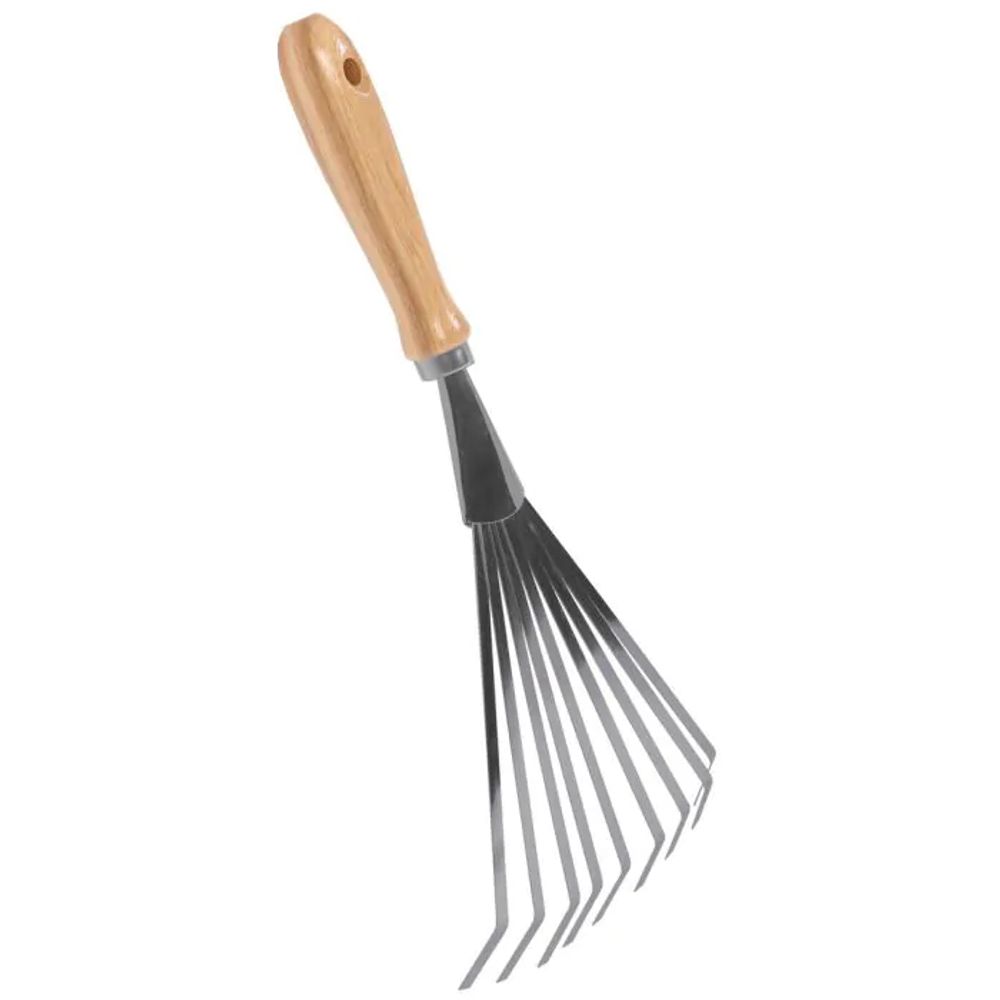 Râteau à feuilles à main 9 dents - acier galvanisé, manche frêne - l 38,7 cm