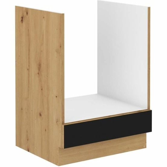 Meuble bas four 60 x 52 x 82 cm - chêne artisan / noir mat - plan de travail non inclus