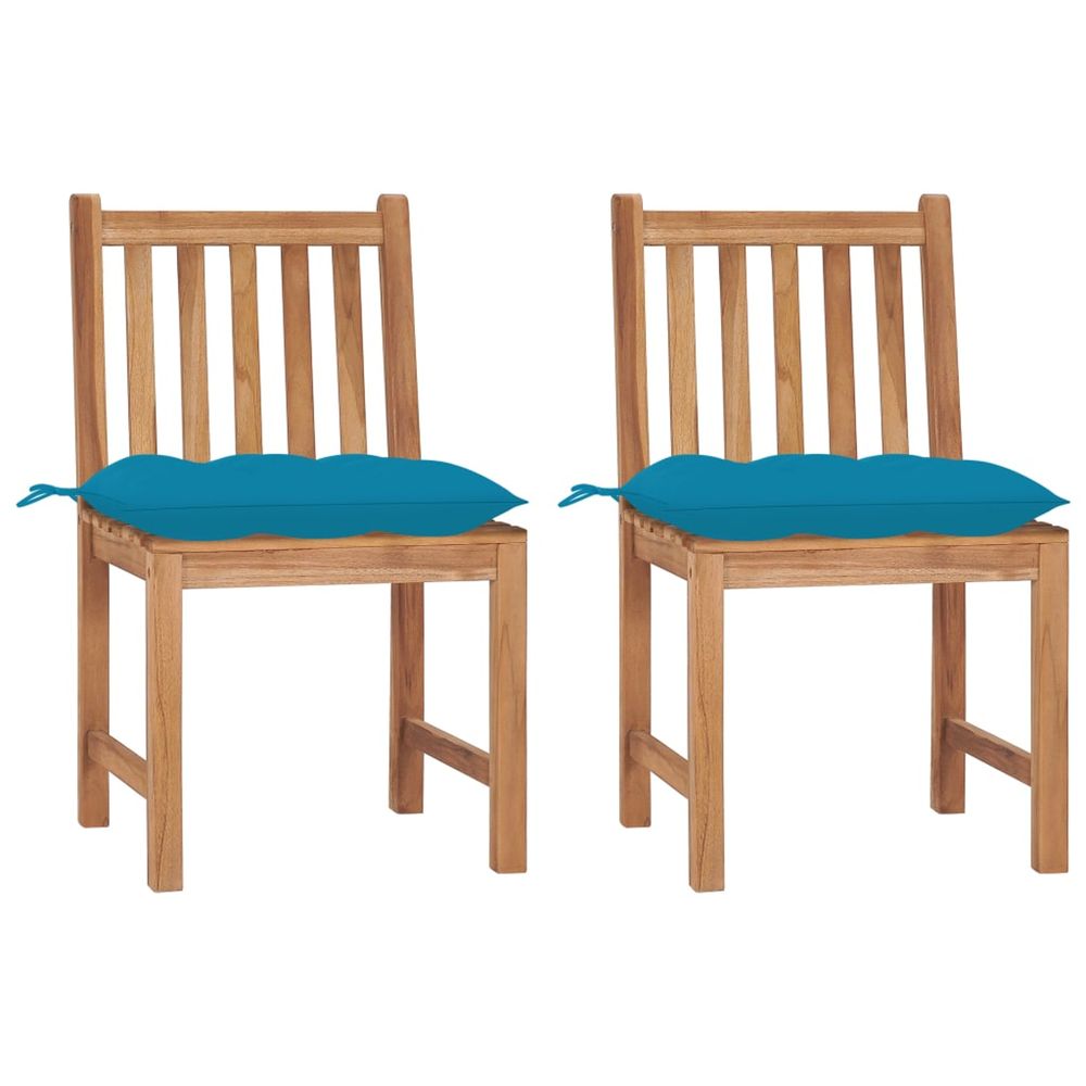 Chaises de jardin lot de 2 avec coussins bois de teck massif