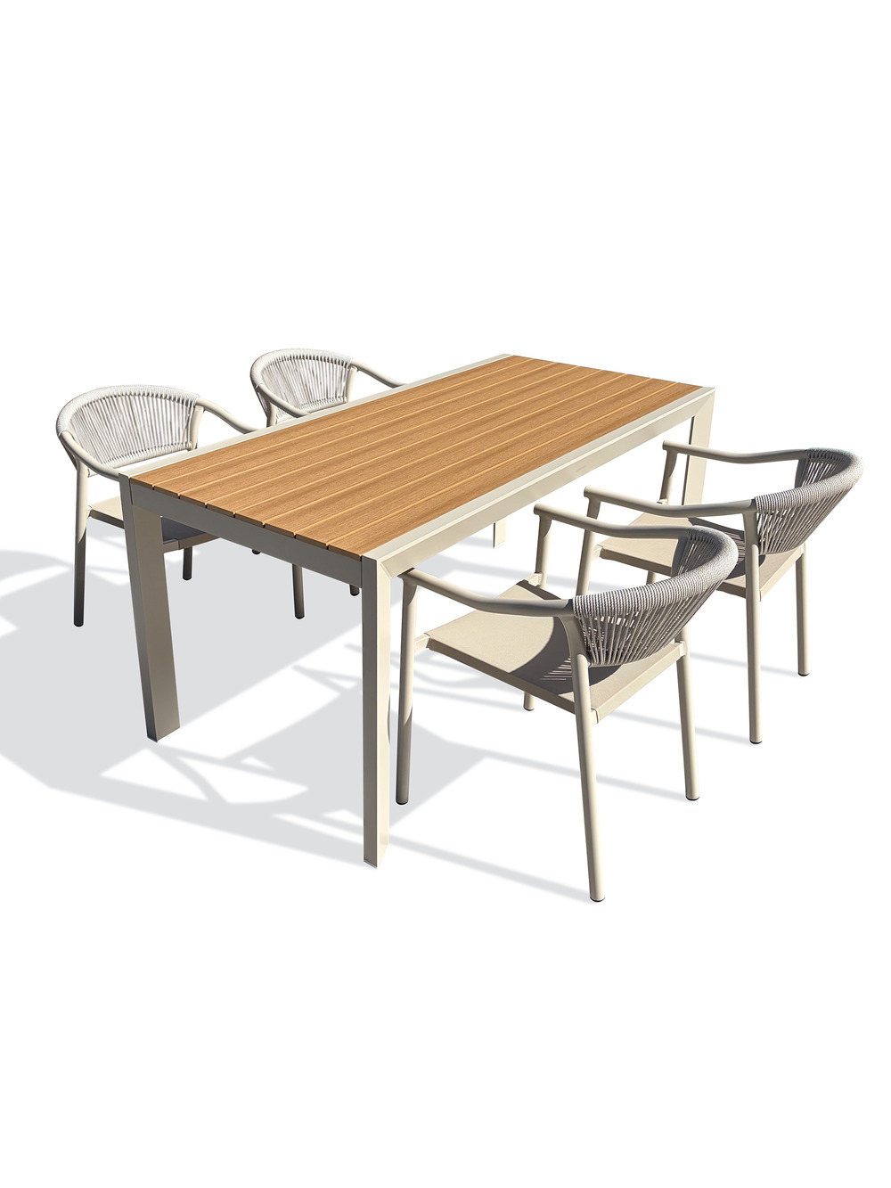 Ensemble table de jardin tonga (170x80 cm) en aluminium et plateau polywood aspect bois