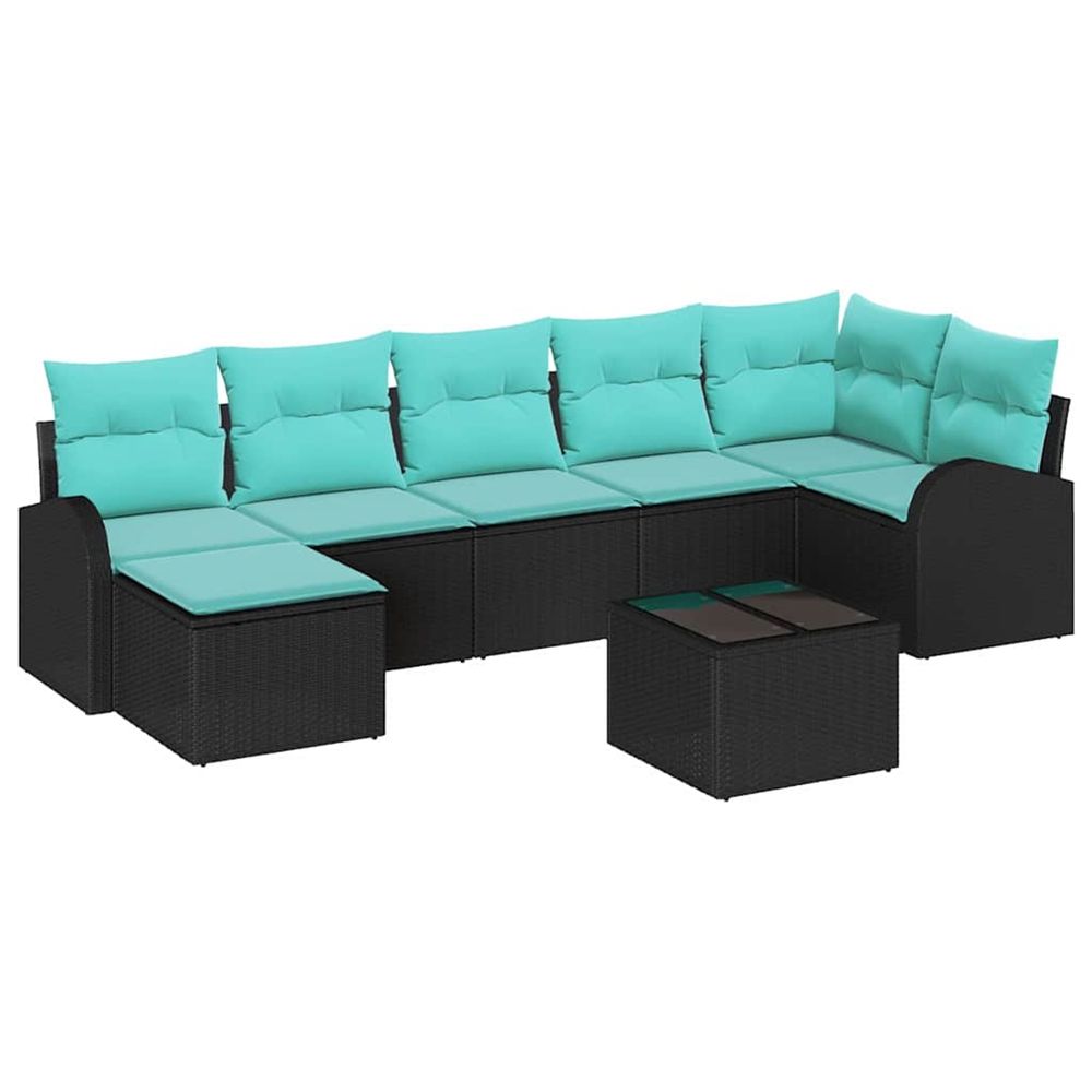 Ensemble de canapés 8 pc noir et turquoise polyrotin