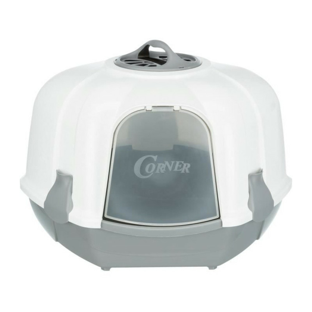 Bac a litiere d'angle trixie maro- couvercle - 60 × 43 × 52 cm - gris et granite