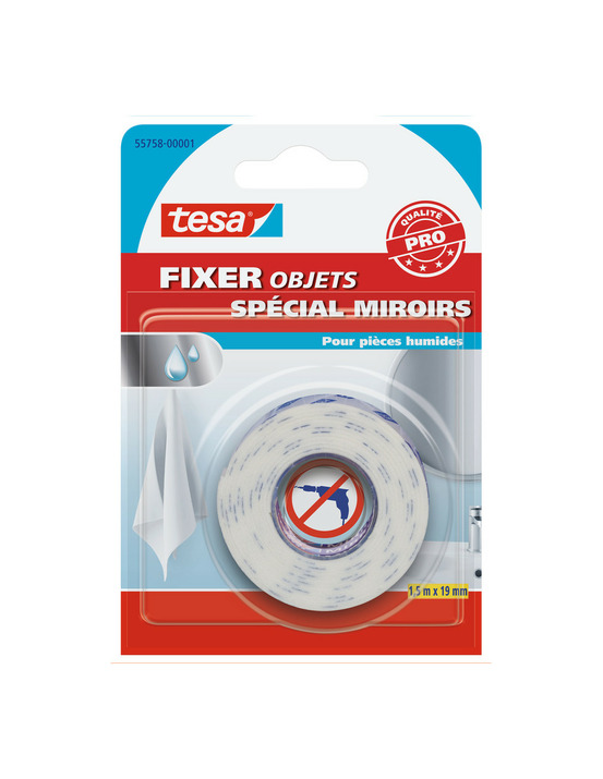 Fixer objets - double face miroir 19mmx1.5ml - tesa