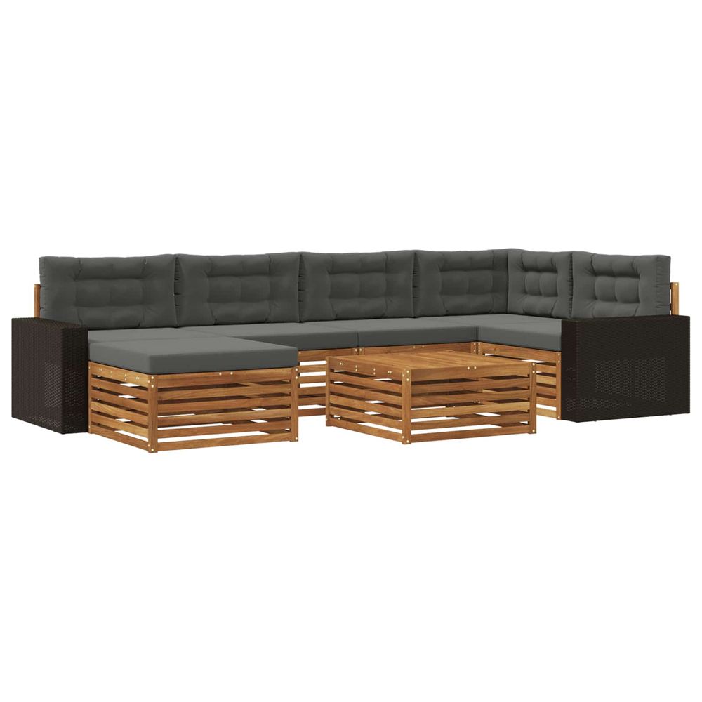 Ensemble de canapés d'extérieur 7 pc naturel et anthracite