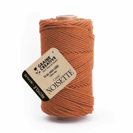Coton cablé recyclé noisette 100 m x 2 mm