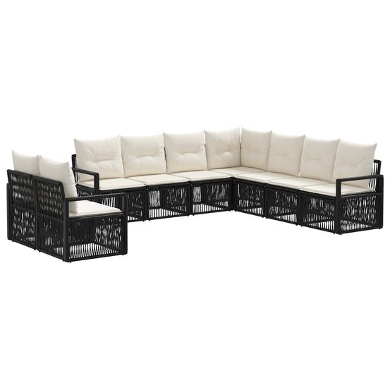 Ensemble de canapé de jardin 9 pc noir polyrotin
