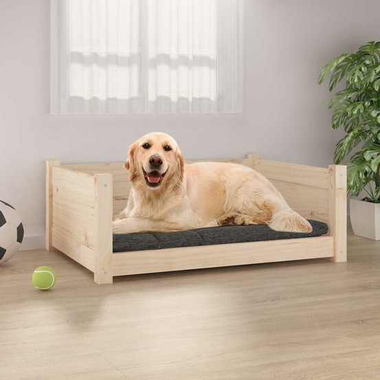 Lit pour chien 75,5x55,5x28 cm bois massif de pin
