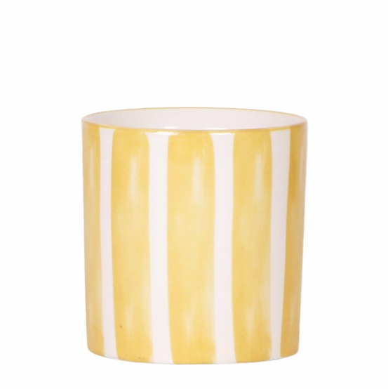 Pot décoratif à rayures peintes - jaune
