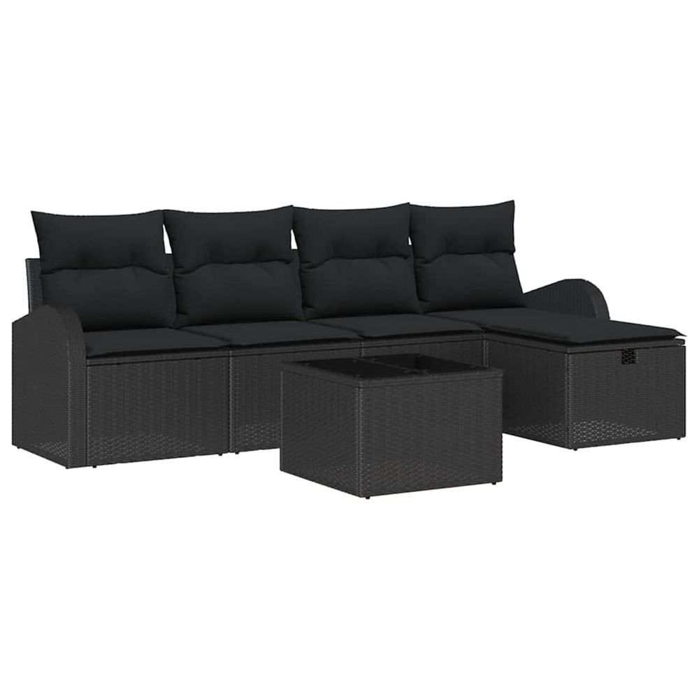 Ensemble de canapés 6 pc noir polyrotin