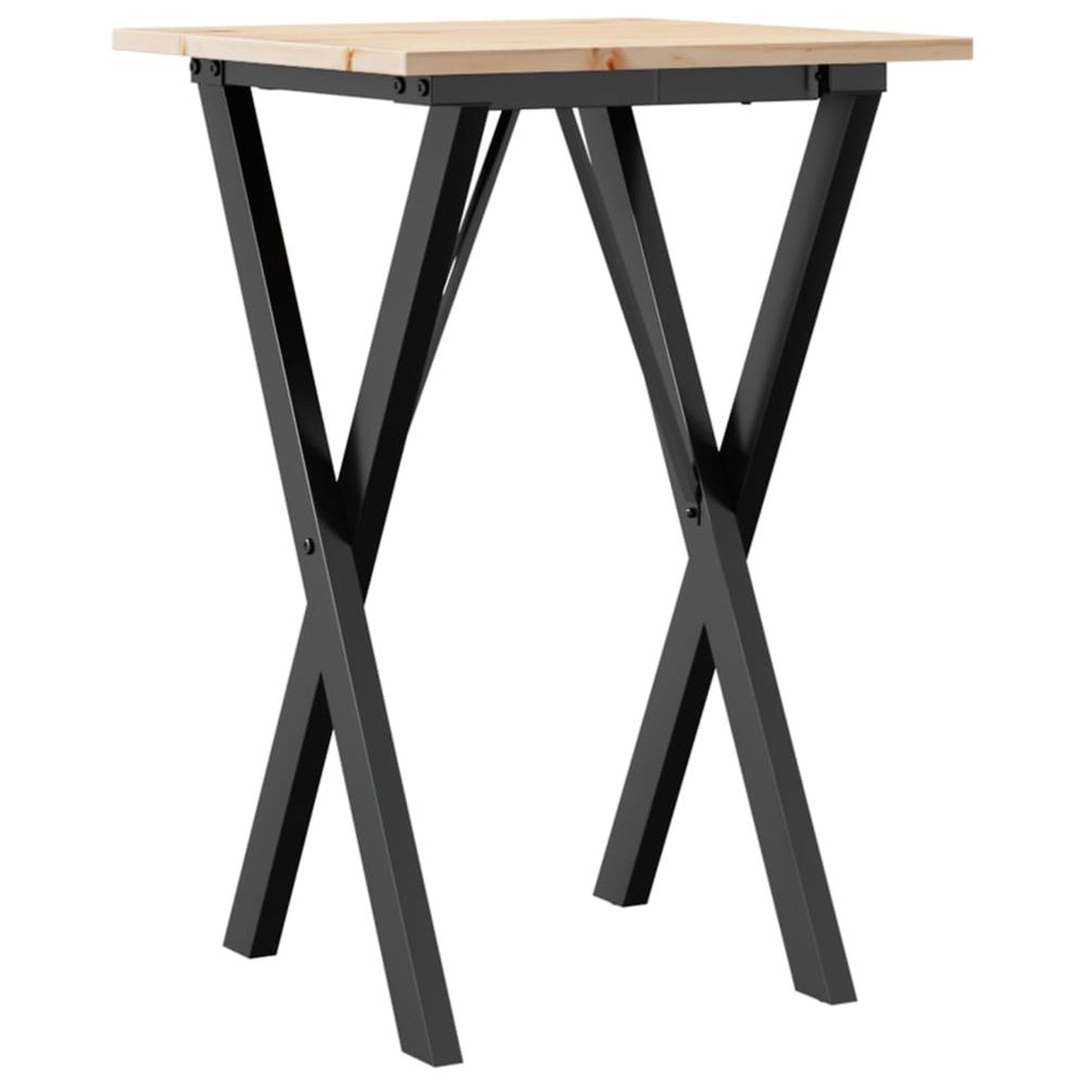 Table à manger cadre en x 50x50x75 cm bois de pin massif acier