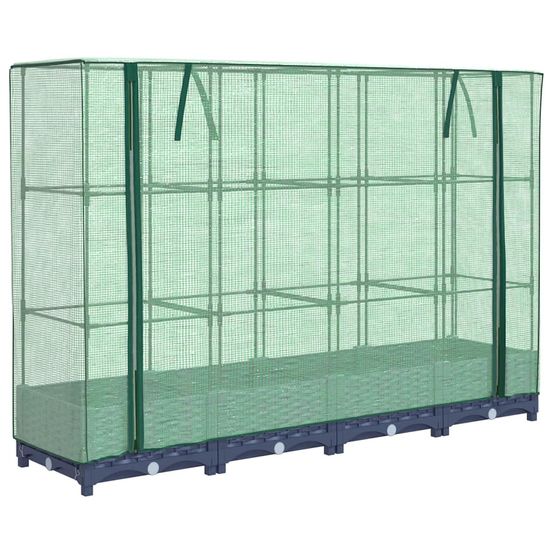 Lit surélevé avec housse de serre aspect rotin 160 x 40 x 123 cm