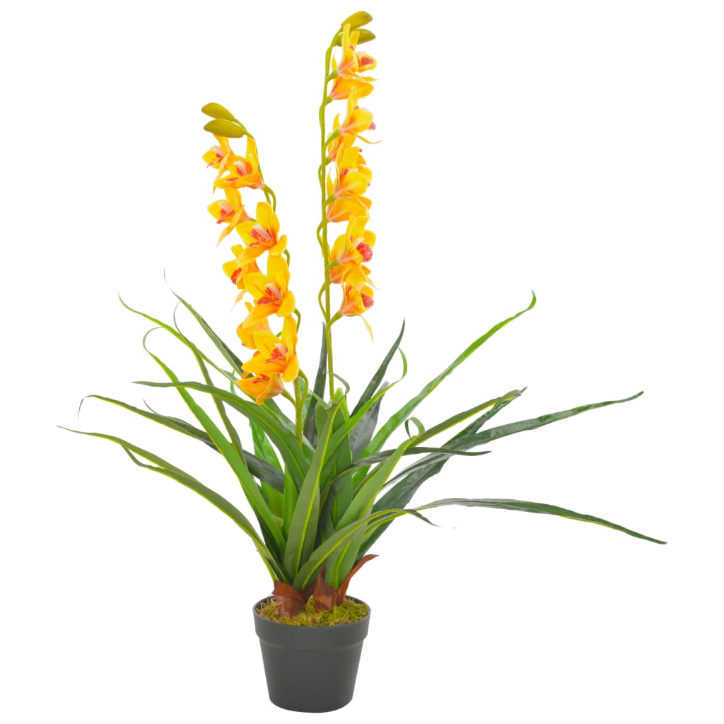 Plante artificielle avec pot orchidée jaune 90 cm