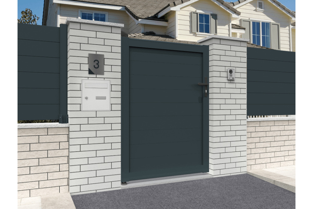 Portillon plein gris anthracite l 1000 x h 1715 mm