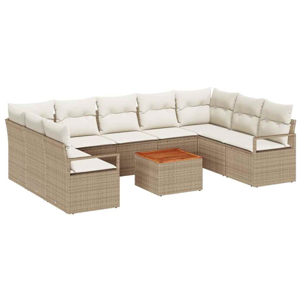 Ensemble de canapé de jardin 10 pc beige et crème polyrotin