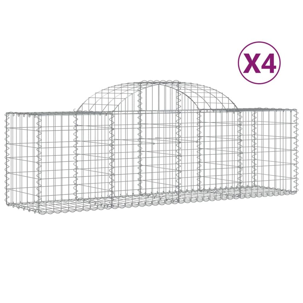 Paniers à gabions arqués 4 pcs 200x50x60/80 cm fer galvanisé