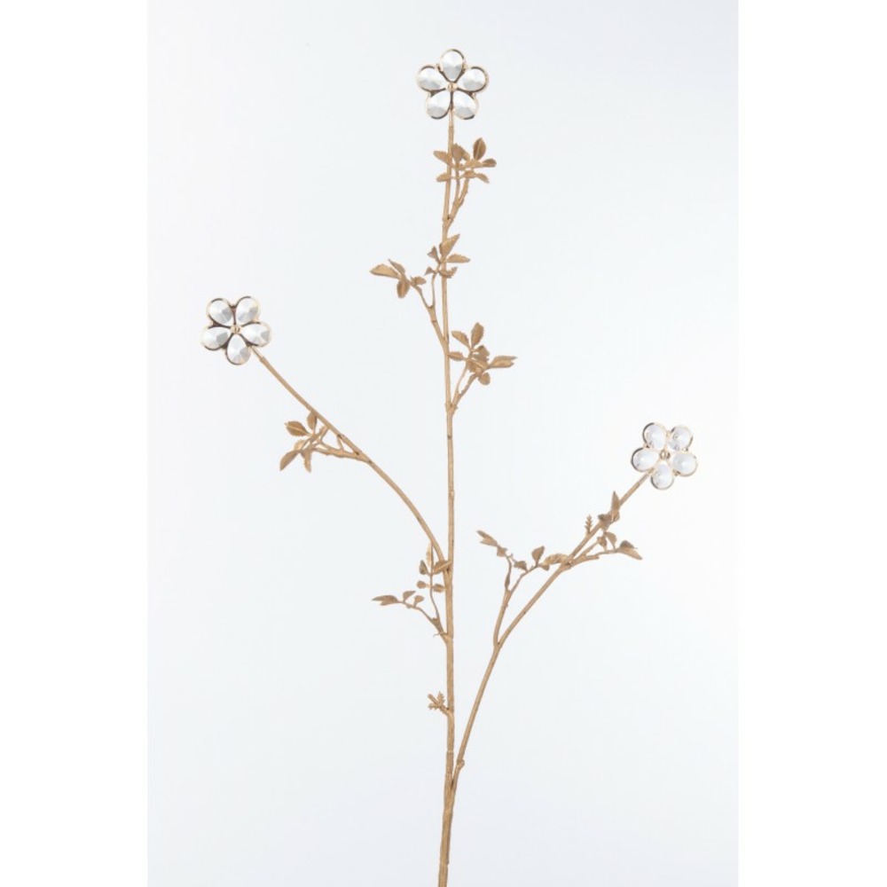 Branche de fleurs cristal en plastique doré 3x10x81 cm