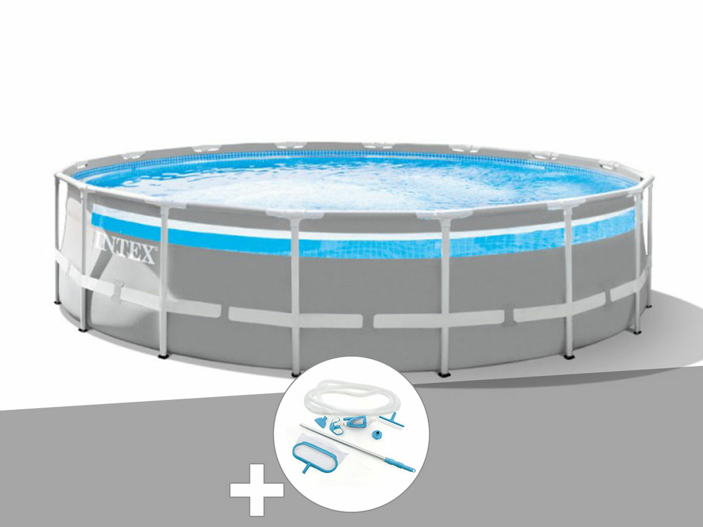 Kit piscine tubulaire prism frame clear window ronde 4,88 x 1,22 m + kit d'entr