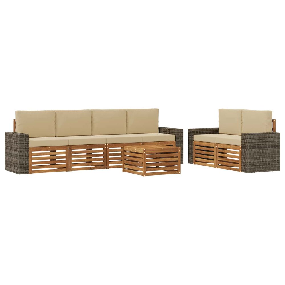 Ensemble de canapés d'extérieur 7 pc naturel et beige