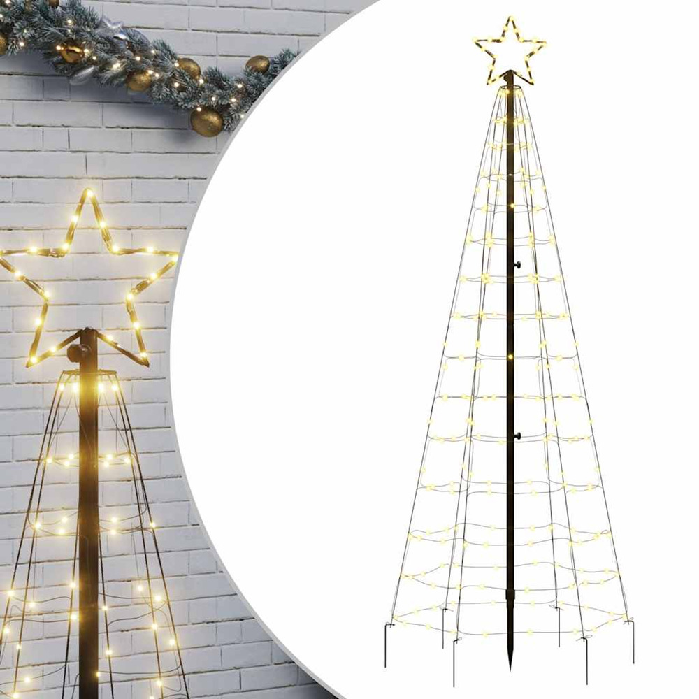 Sapin de noël à led avec piquets 220 led blanc chaud 180 cm