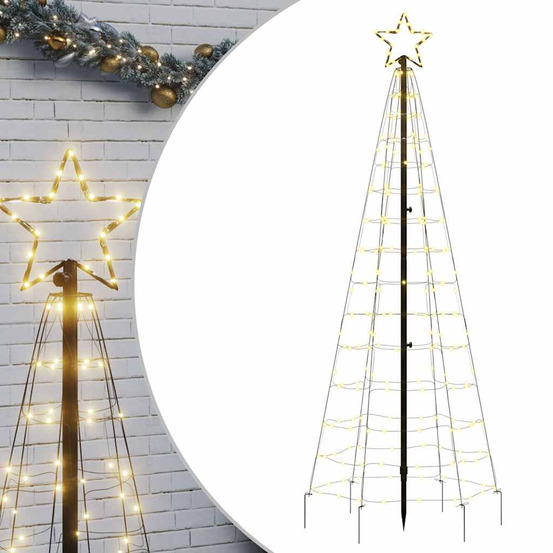 Sapin de noël à led avec piquets 220 led blanc chaud 180 cm