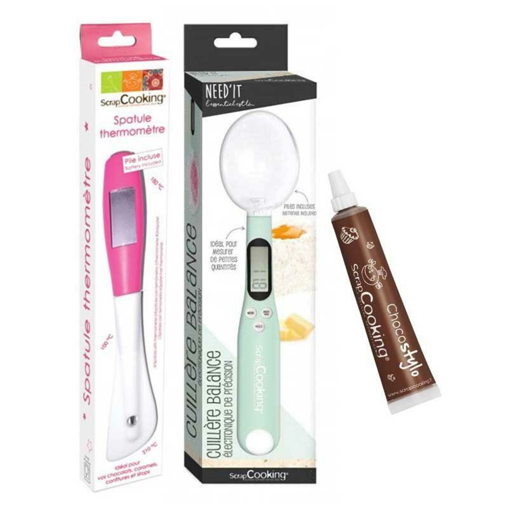Spatule thermomètre et cuillère balance de cuisine + 1 stylo chocolat