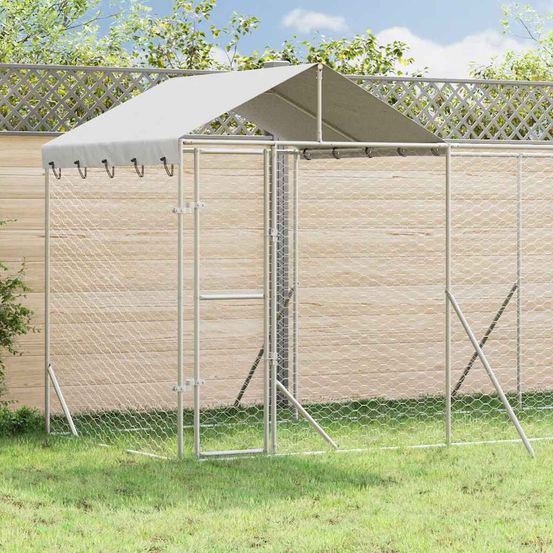 Chenil extérieur pour chien en acier galvanisé avec toit pour jardin 10x2x2,5 m
